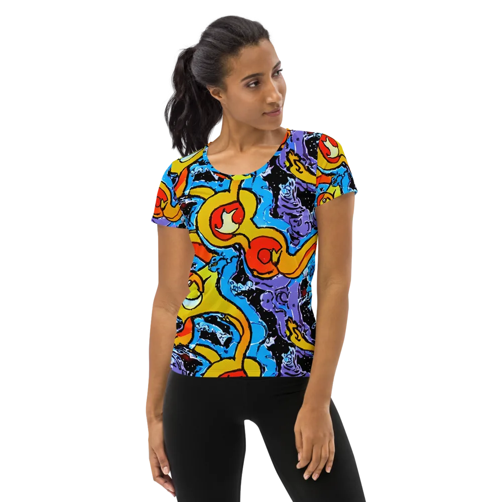 Electric Riddle on Women's Athletic T-Shirt — Front