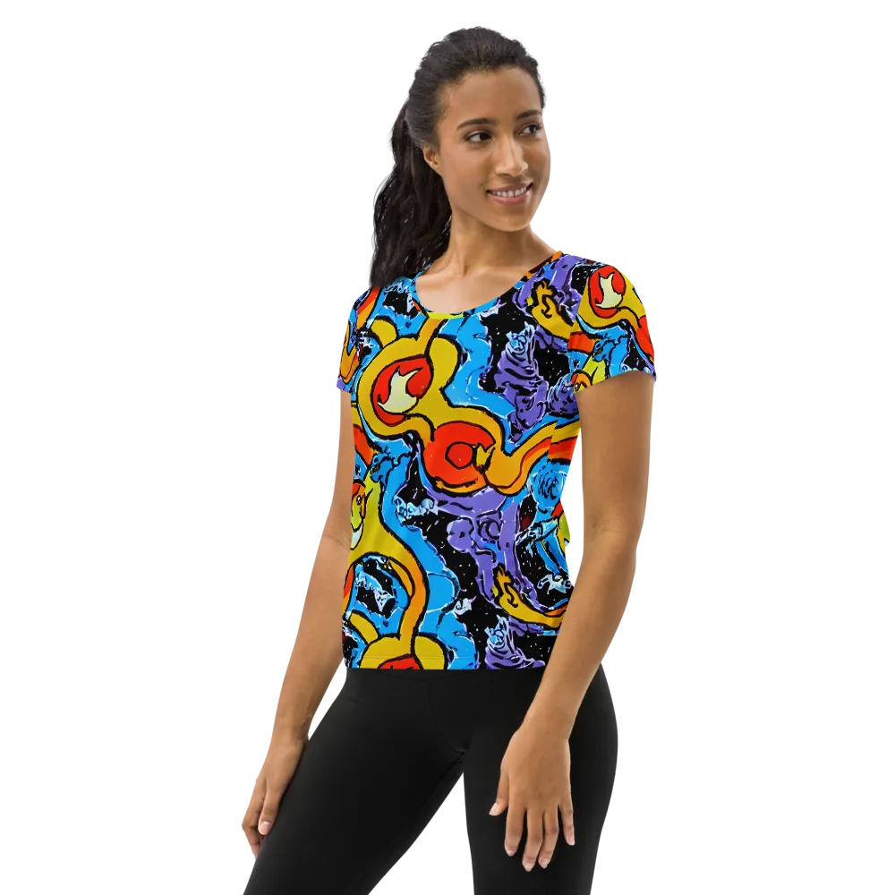 Electric Riddle on Women's Athletic T-Shirt — Left