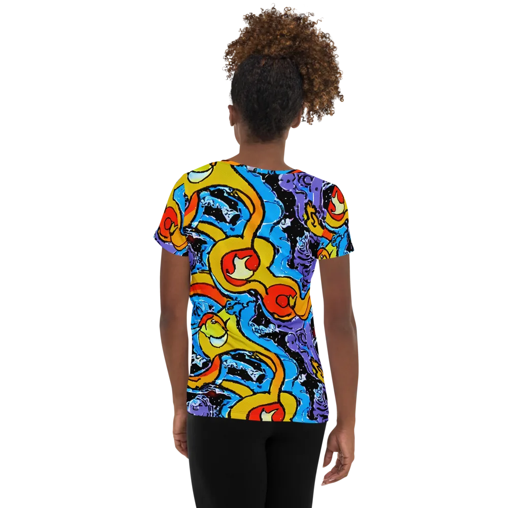Electric Riddle on Women's Athletic T-Shirt — Back