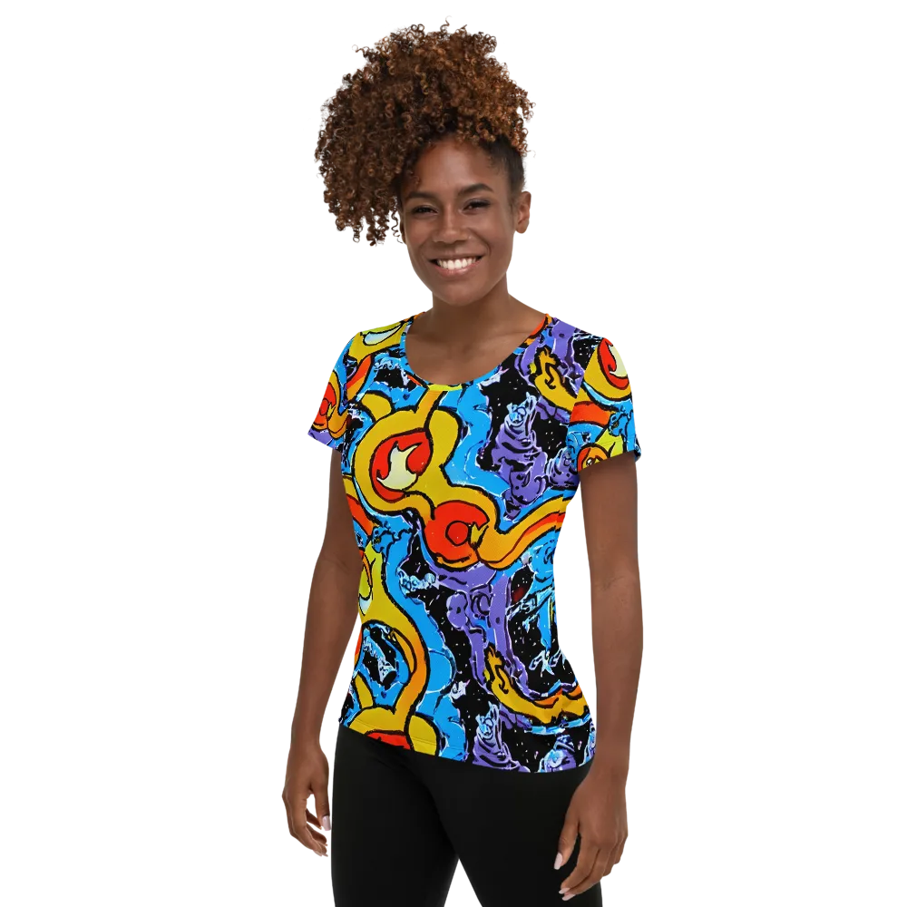 Electric Riddle on Women's Athletic T-Shirt — Left