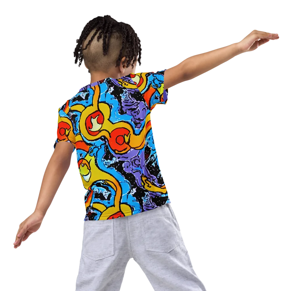 Electric Riddle on Kids Crew Neck T-Shirt — Back