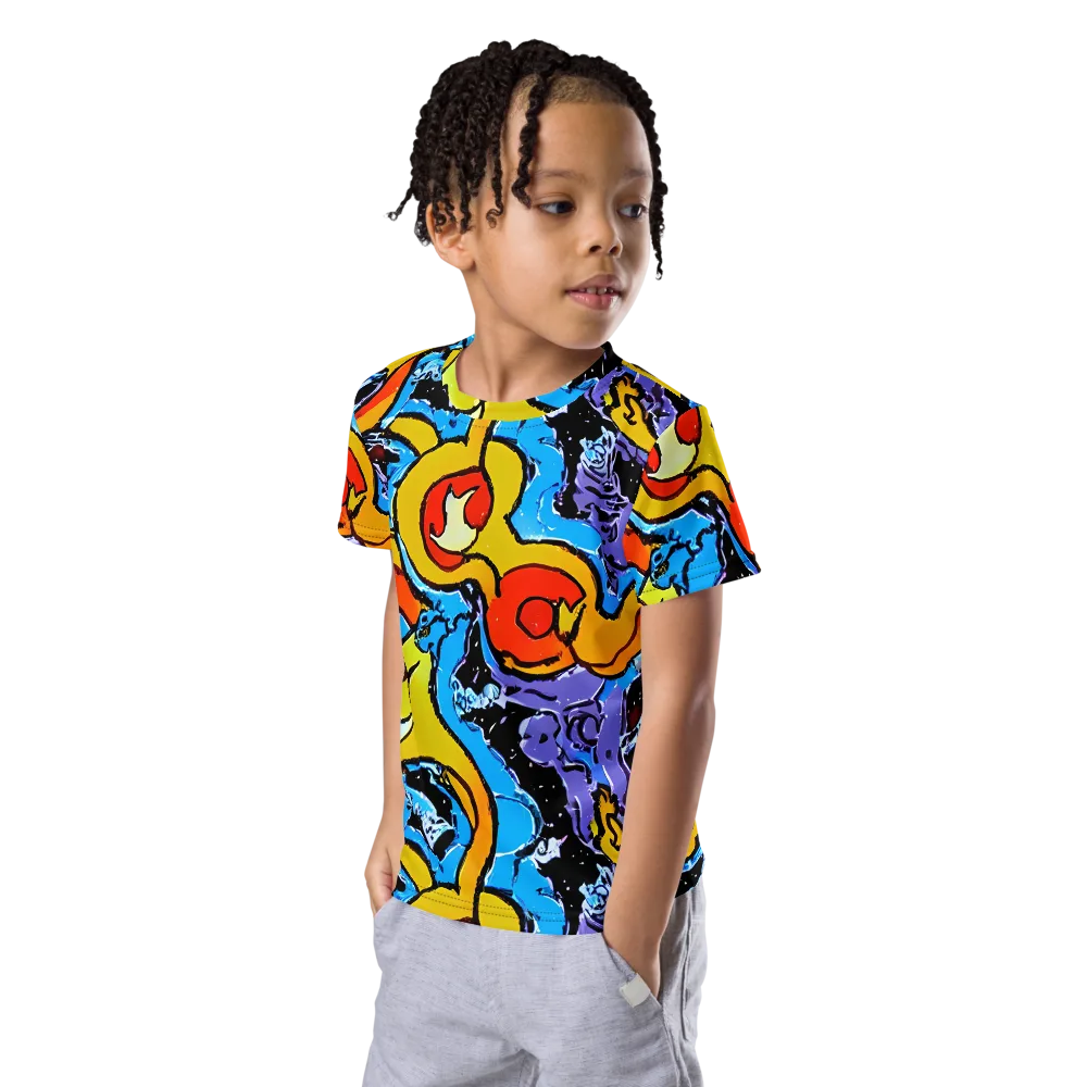 Electric Riddle on Kids Crew Neck T-Shirt — Left Front