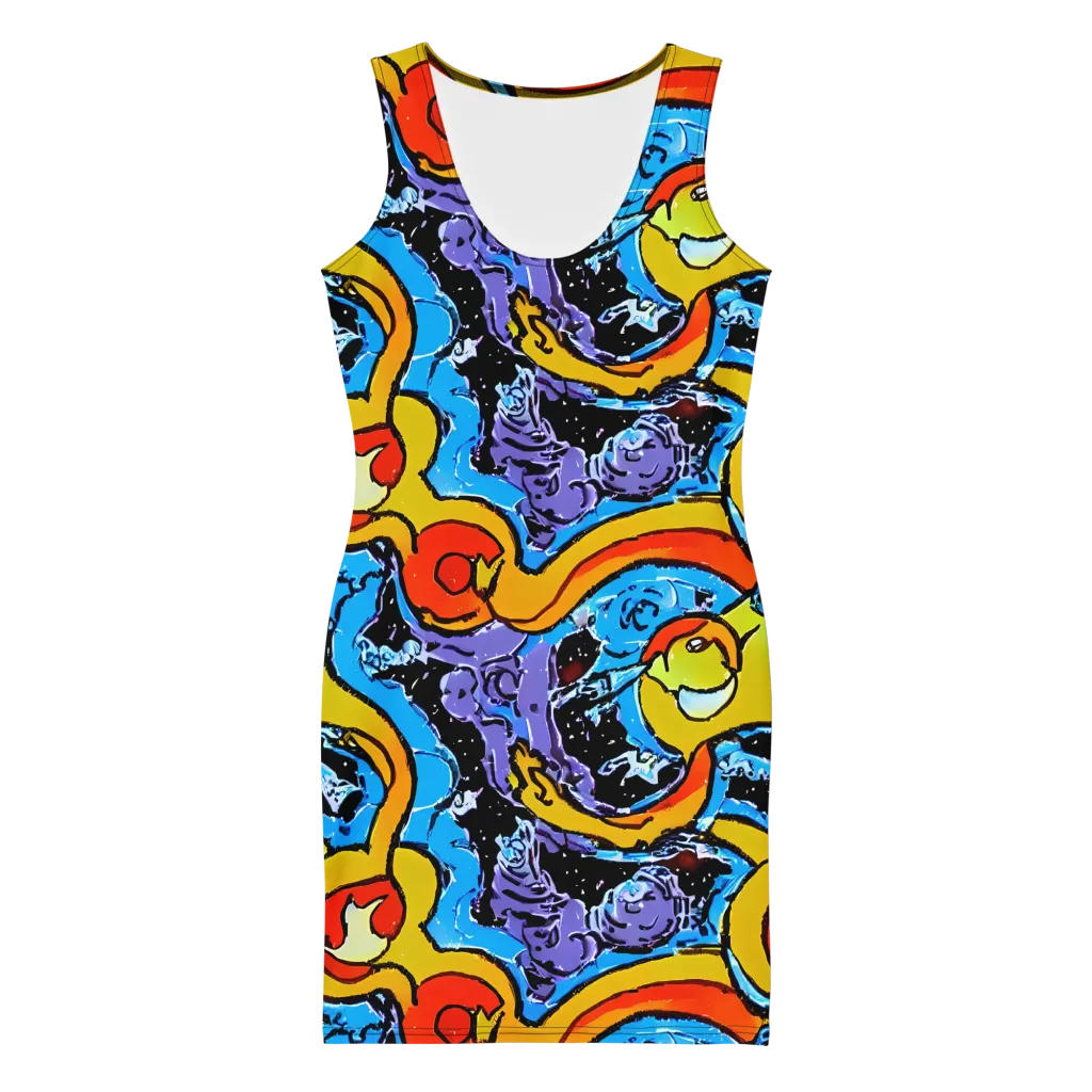 Electric Riddle on Bodycon Dress — Front
