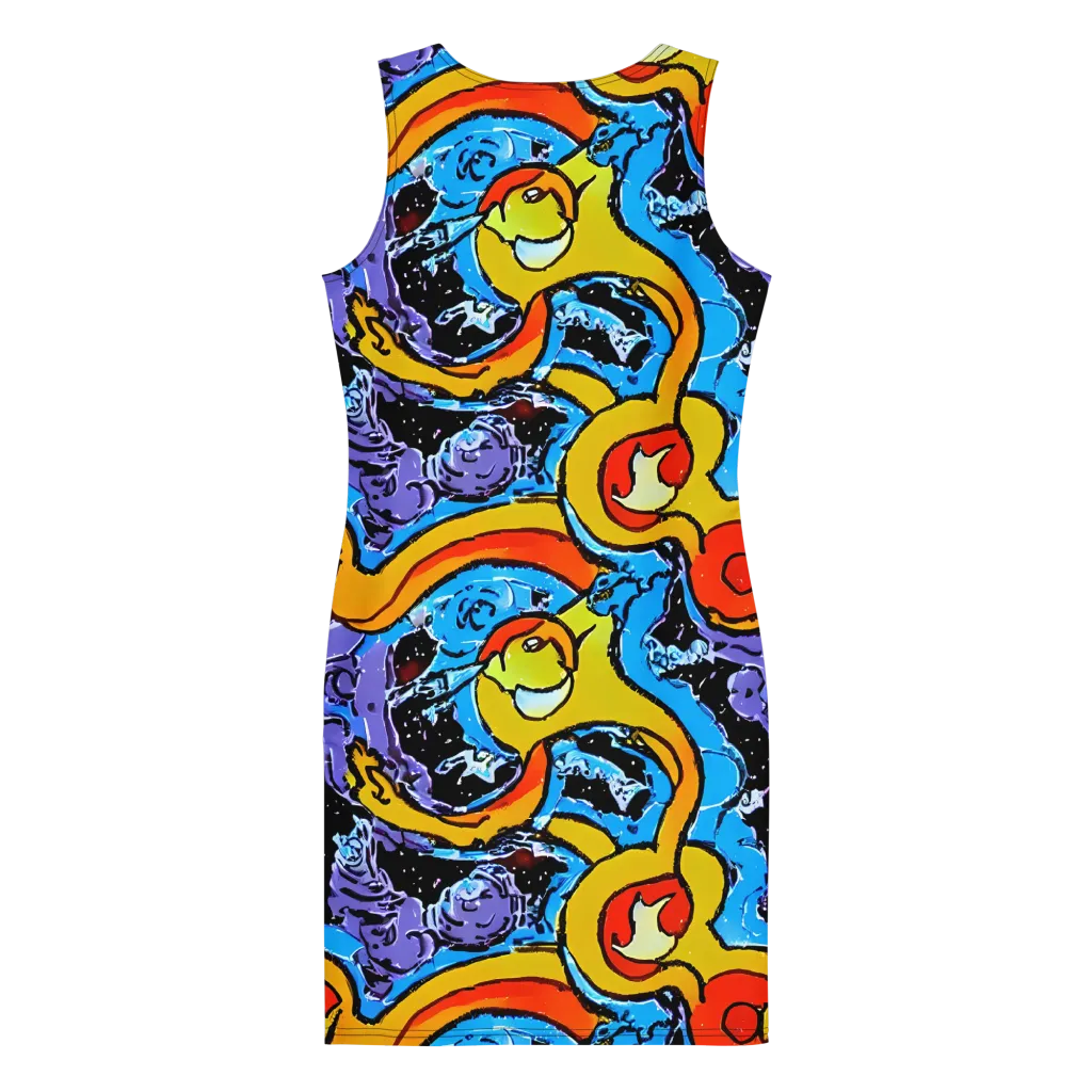 Electric Riddle on Bodycon Dress — Back