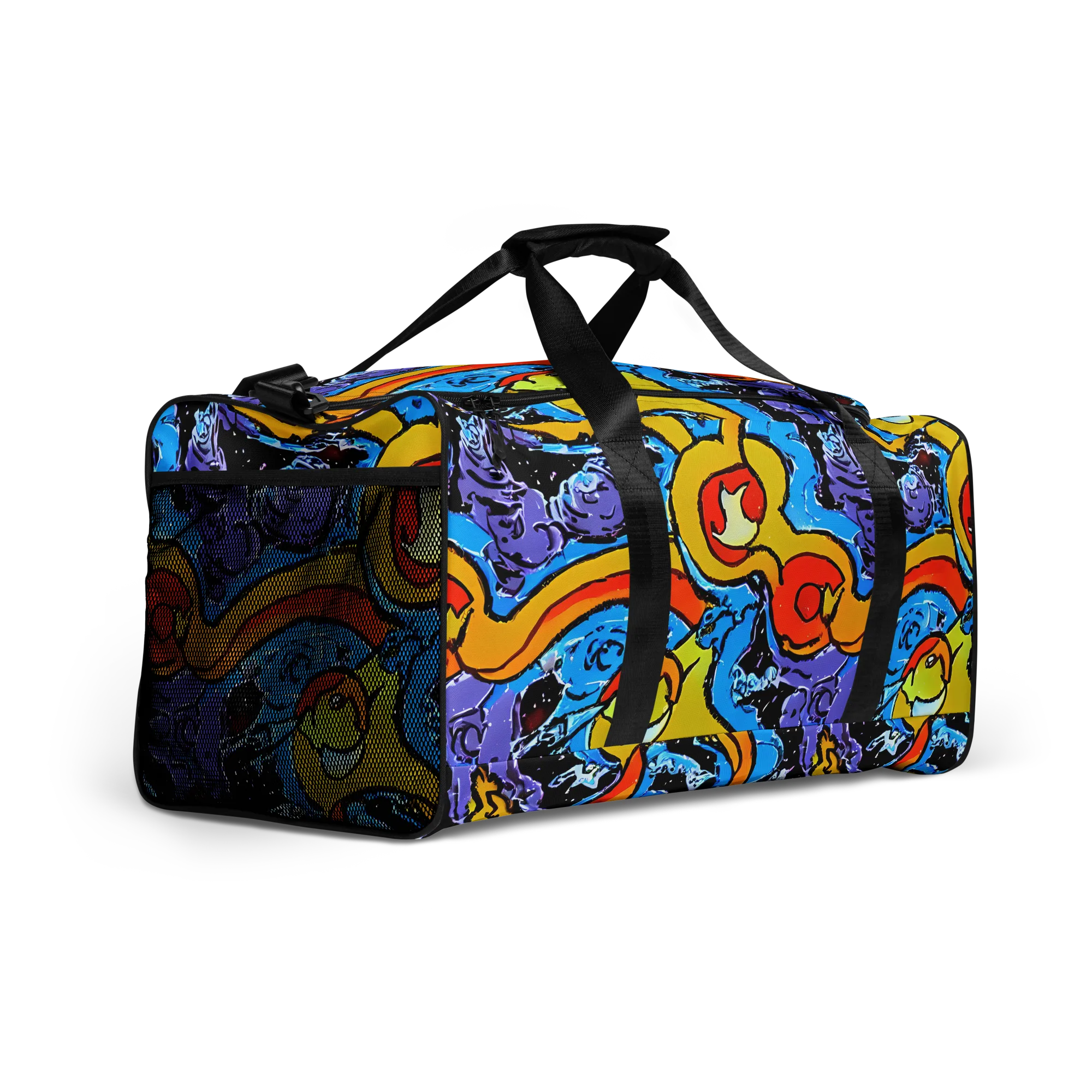 Electric Riddle on Duffle Bag — Right Front