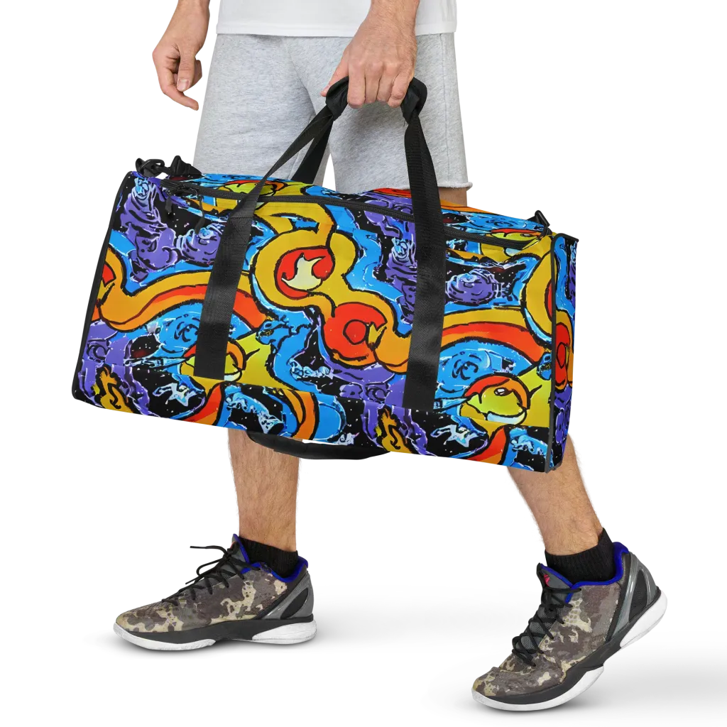 Electric Riddle on Duffle Bag — Front
