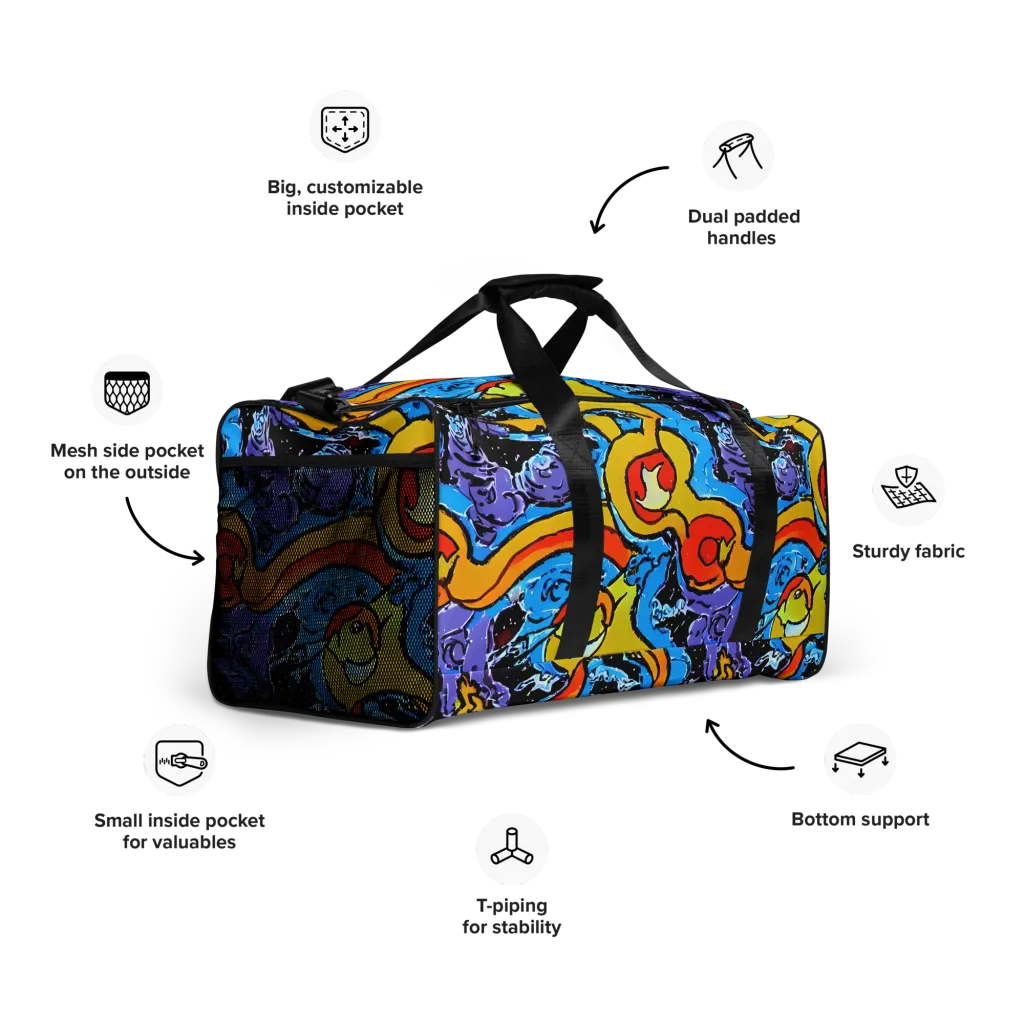Electric Riddle on Duffle Bag — Right Front