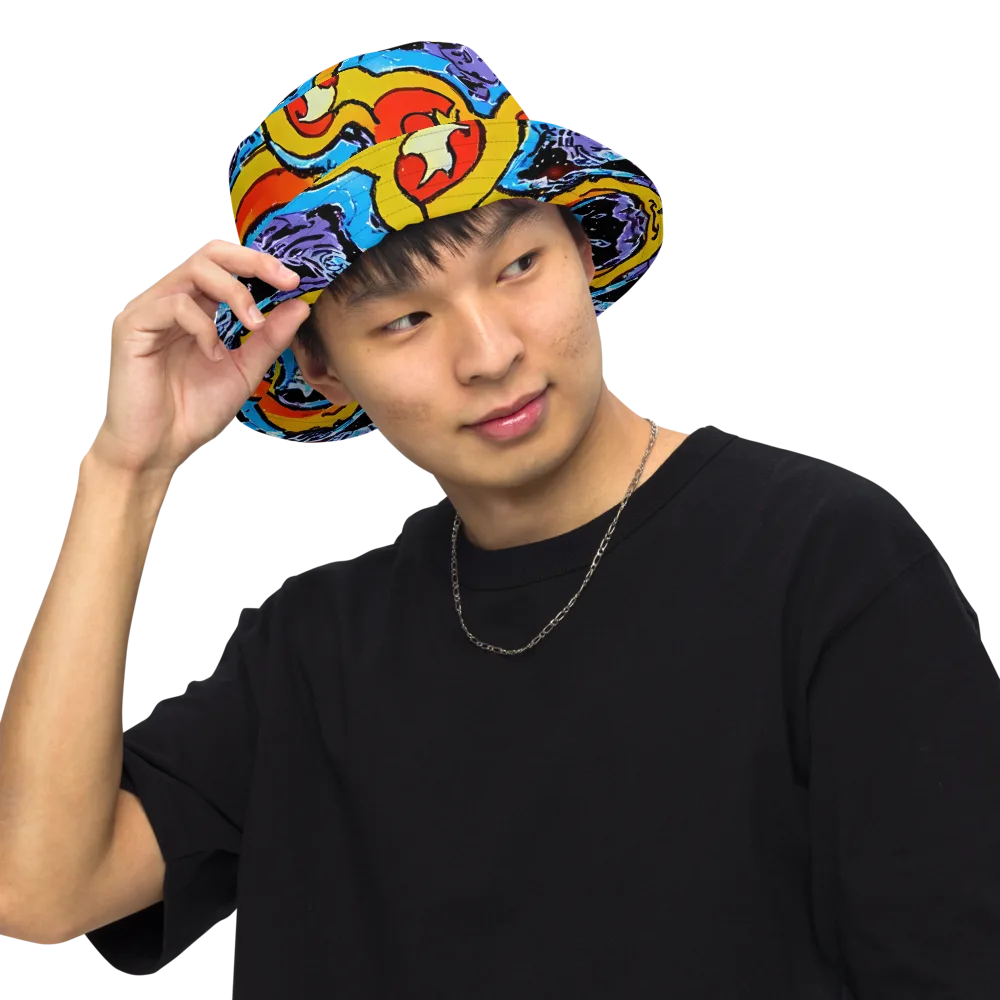 Electric Riddle on Reversible Bucket Hat — Front Inside