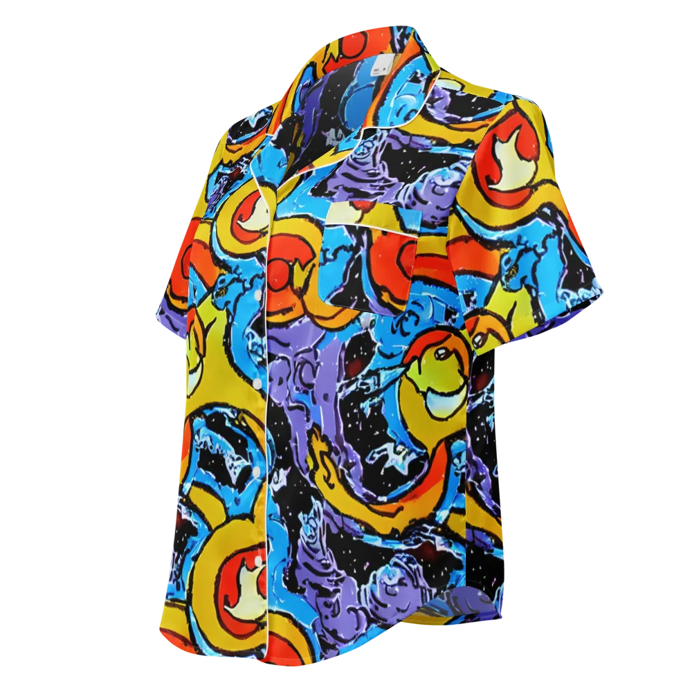 Electric Riddle on Women's Short Sleeve Pajama Top — Left Front