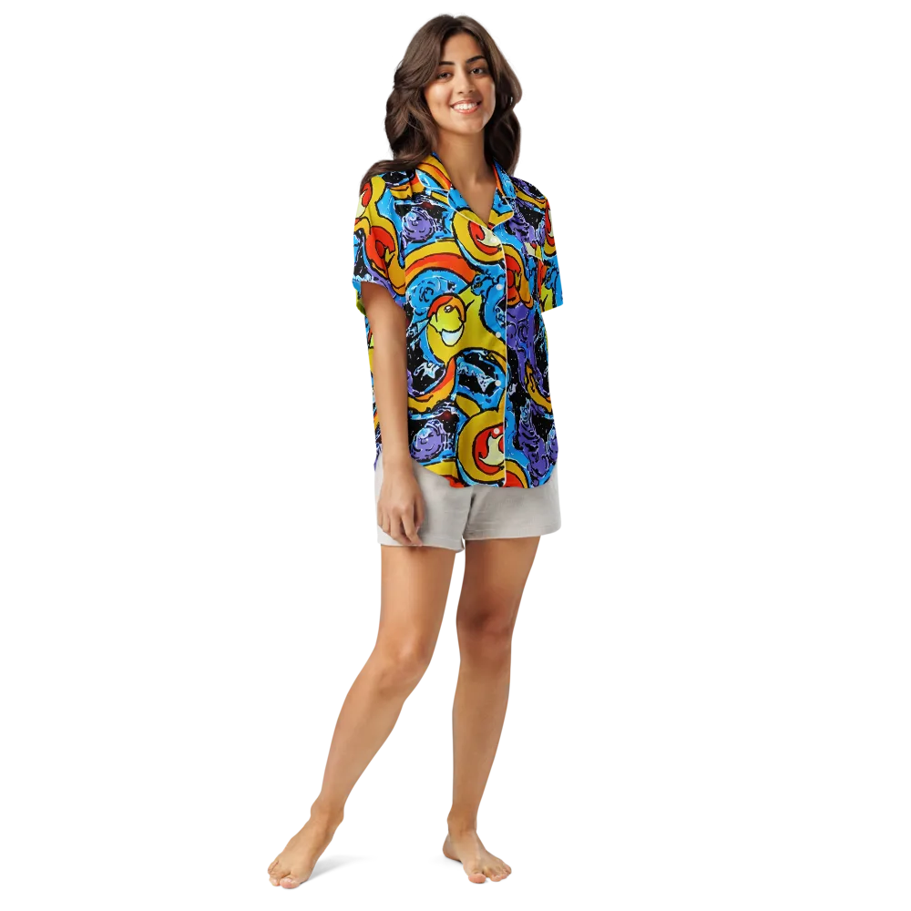 Electric Riddle on Women's Short Sleeve Pajama Top — Front
