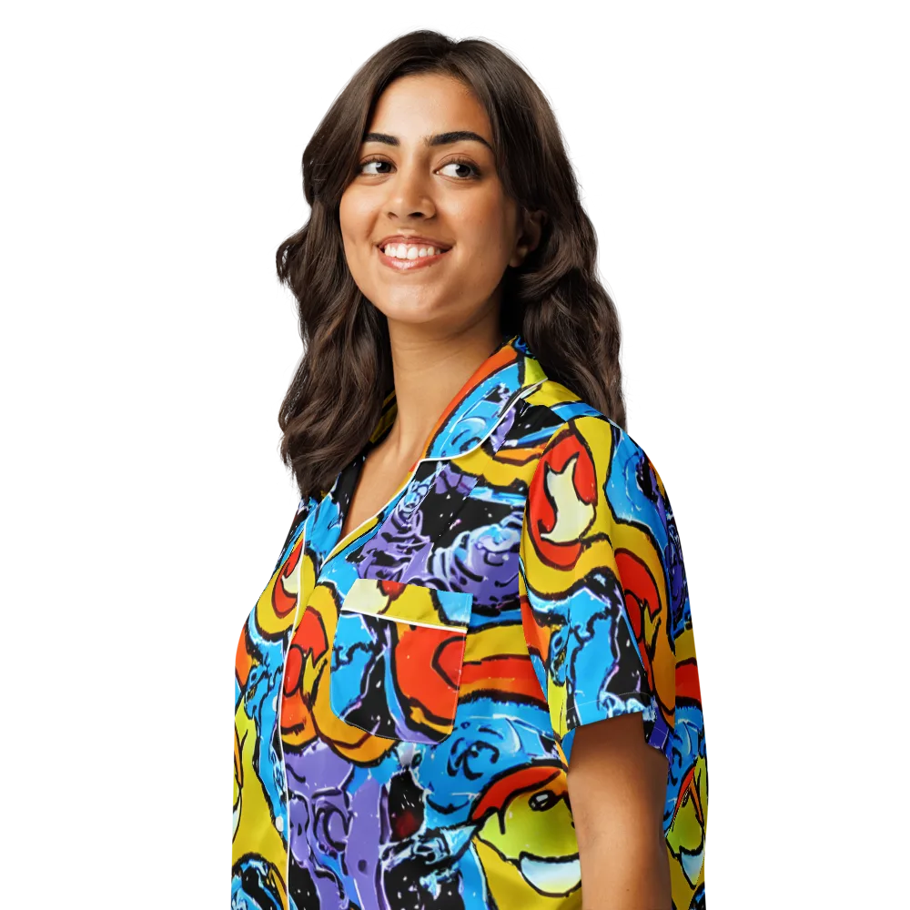 Electric Riddle on Women's Short Sleeve Pajama Top — Left Front