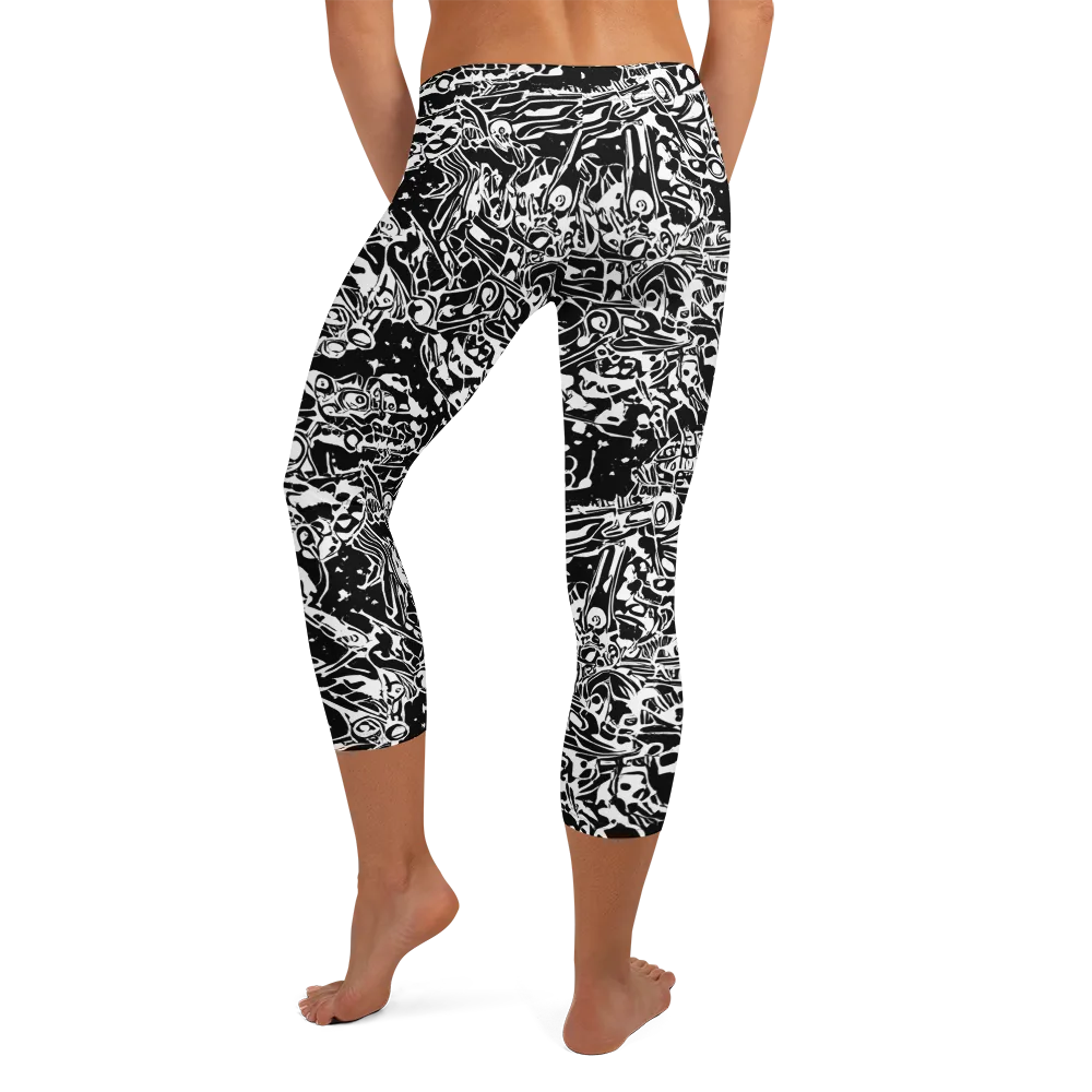Ink Uprising on Capri Leggings — Back