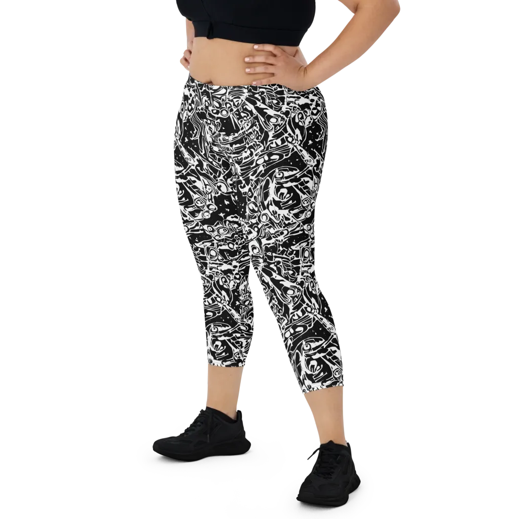 Ink Uprising on Capri Leggings — Front