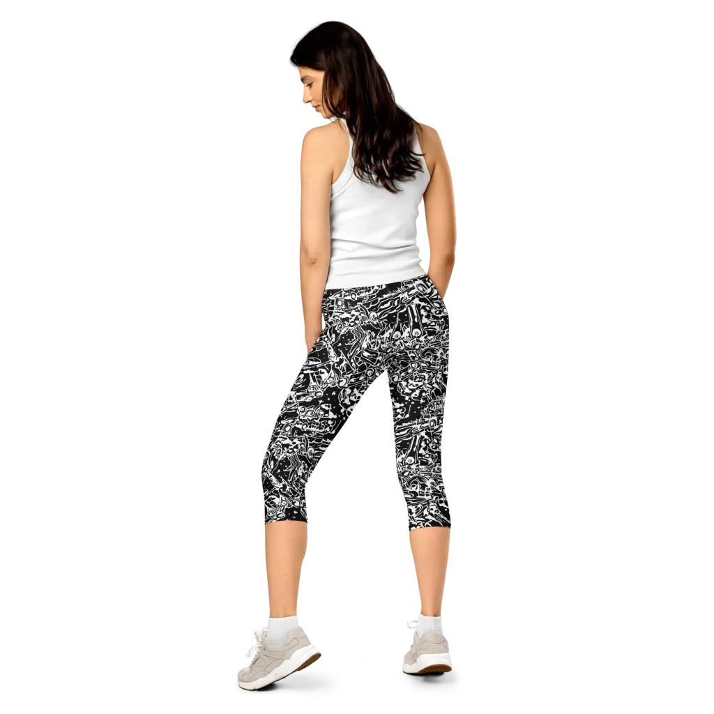 Ink Uprising on Capri Leggings — Back