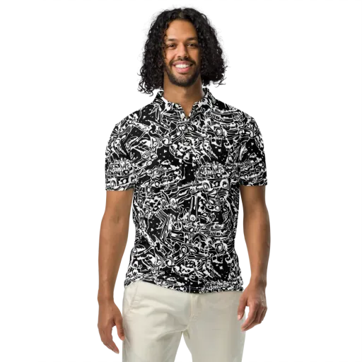 Ink Uprising on a Men's Slim Fit Polo Shirt