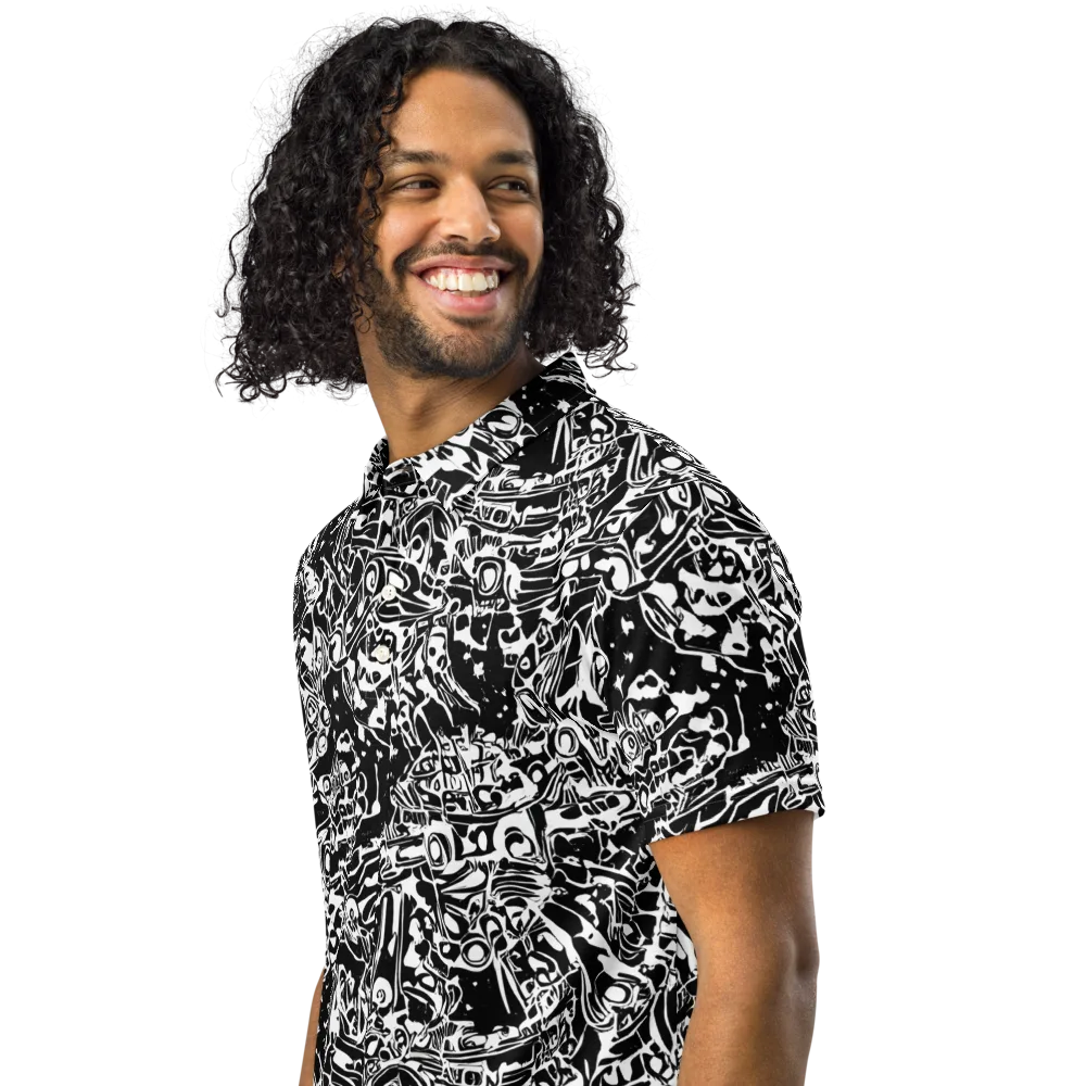 Ink Uprising on Men's Slim Fit Polo Shirt — Left Front