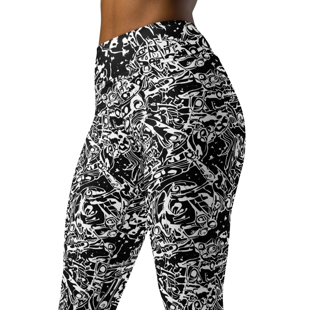 Ink Uprising on Yoga Leggings — Left Front