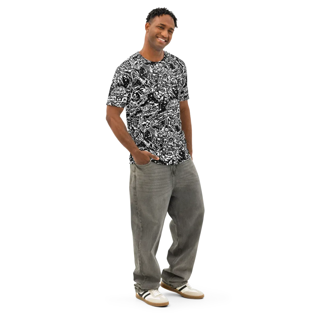 Ink Uprising on Men's Cotton Crew Neck T-Shirt — Right Front