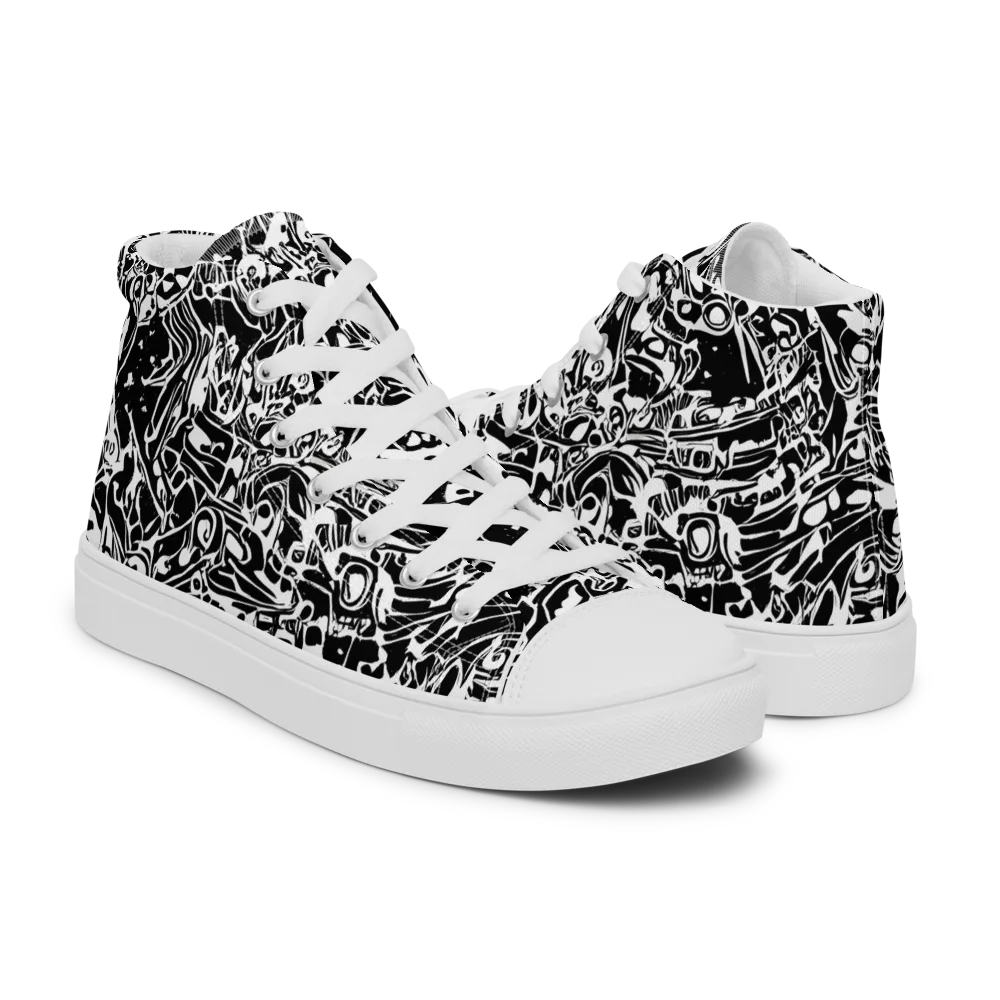 Ink Uprising on Men's High Top Canvas Shoes — Right