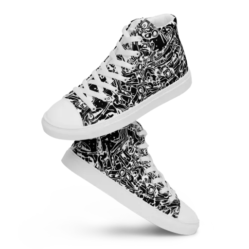 Ink Uprising on a Men's High Top Canvas Shoes