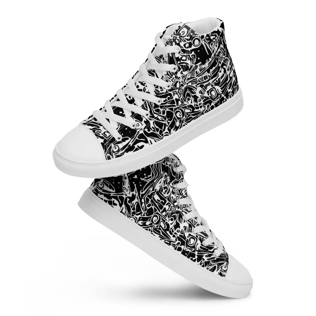 Ink Uprising on Women's High Top Canvas Shoes — Front