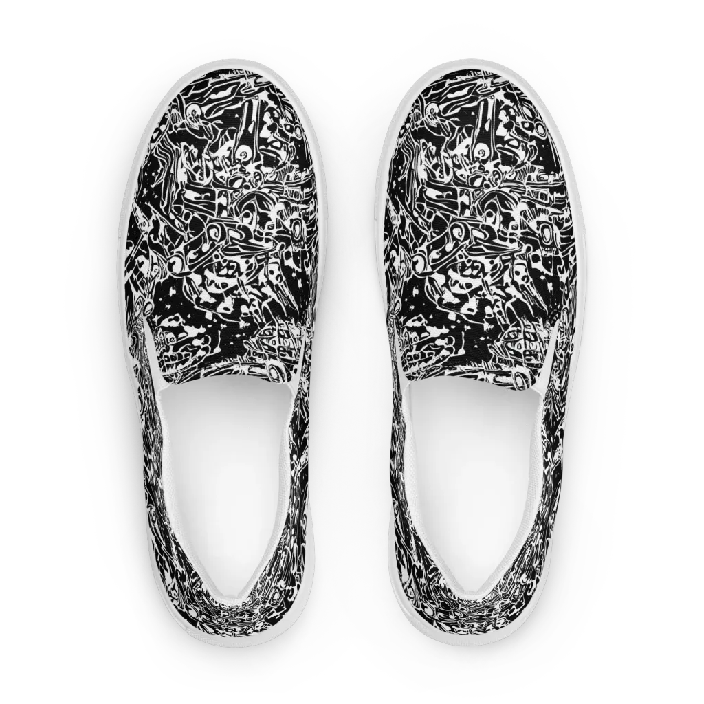 Ink Uprising on Men's Slip-On Canvas Shoes — Front