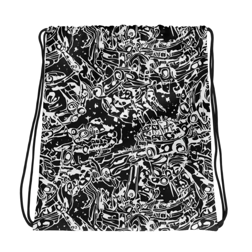 Ink Uprising on a Drawstring Bag
