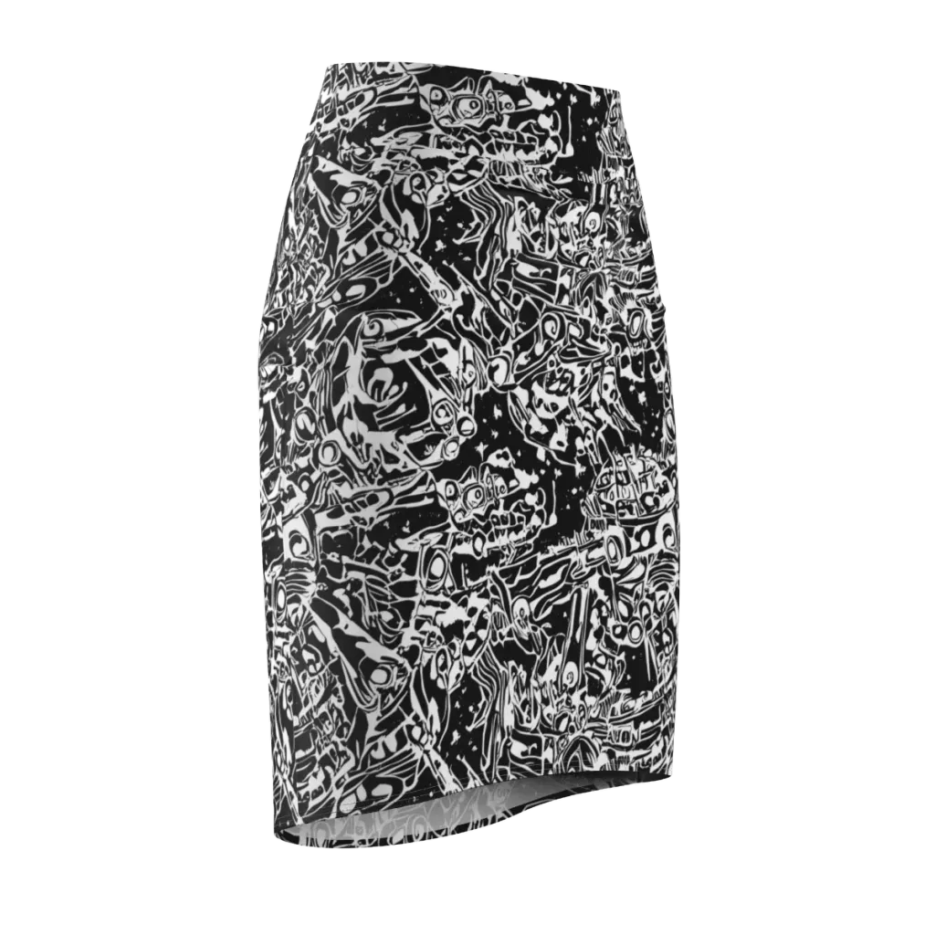 Ink Uprising on Pencil Skirt — Front Side