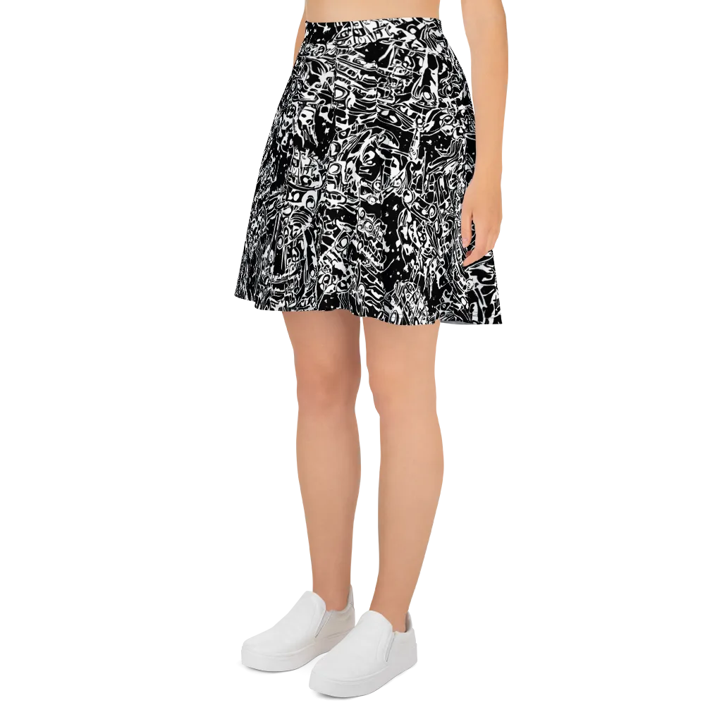 Ink Uprising on Skater Skirt — Left