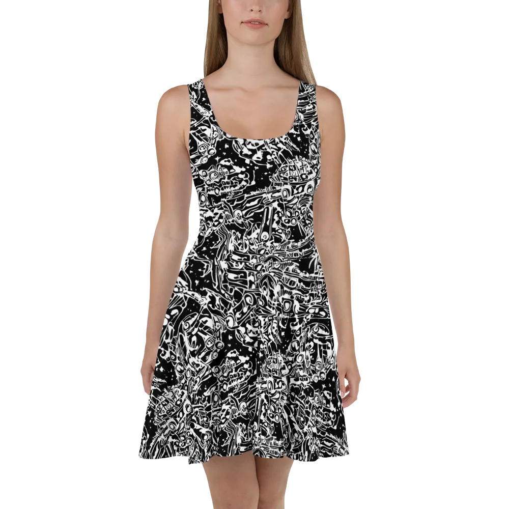 Ink Uprising on Skater Dress — Front