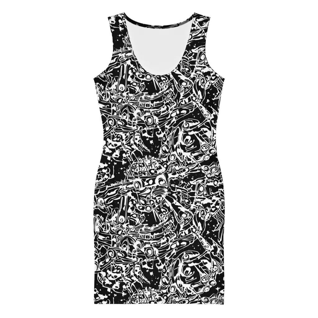 Ink Uprising on Bodycon Dress — Front