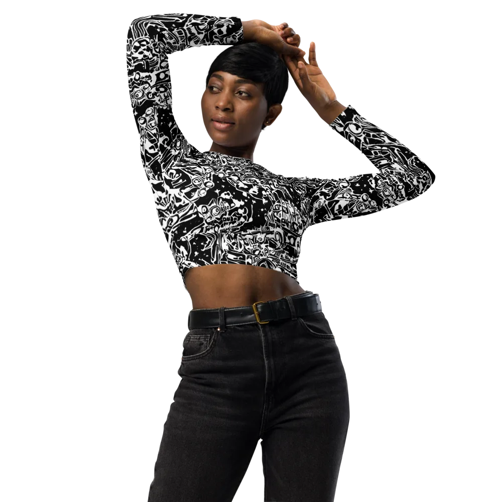 Ink Uprising on Long Sleeve Crop Top — Front