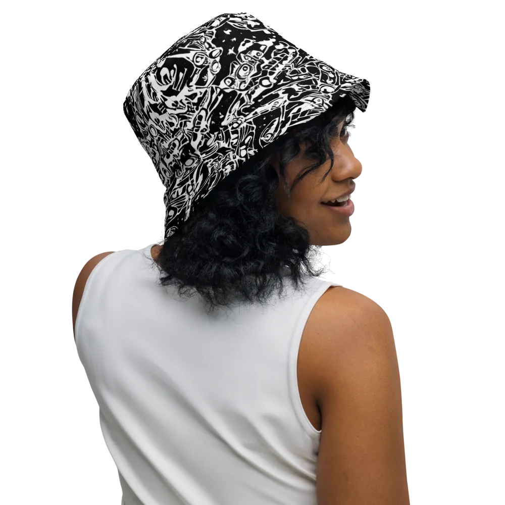 Ink Uprising on Reversible Bucket Hat — Right Outside