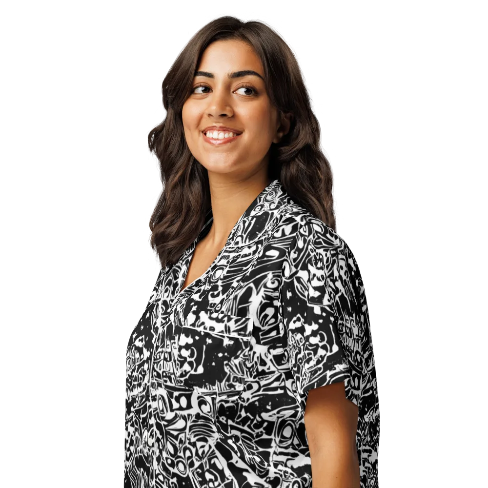 Ink Uprising on Women's Short Sleeve Pajama Top — Left Front