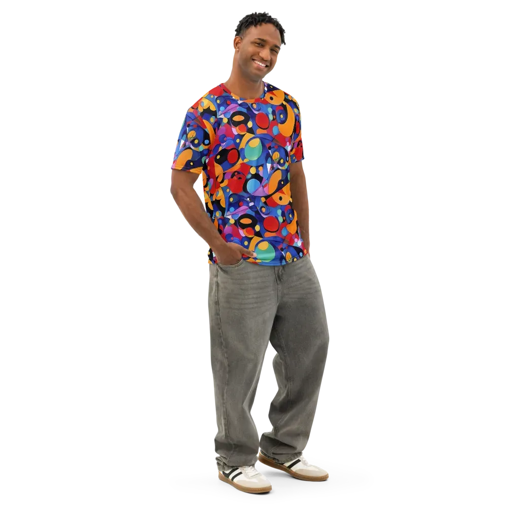 Prismatic Playground on Men's Cotton Crew Neck T-Shirt — Right Front