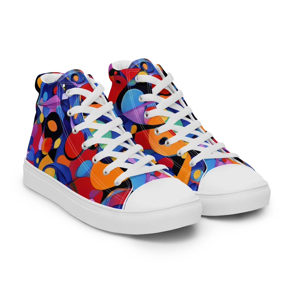 Prismatic Playground on Men's High Top Canvas Shoes — Right Front