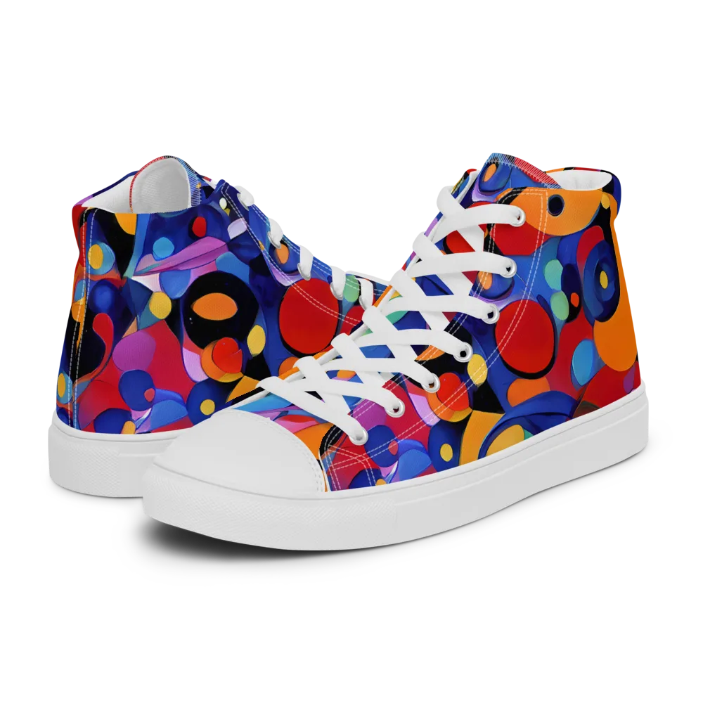 Prismatic Playground on Men's High Top Canvas Shoes — Left