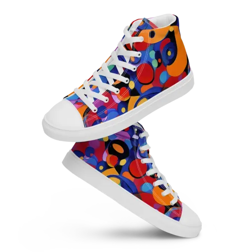 Prismatic Playground on a Men's High Top Canvas Shoes