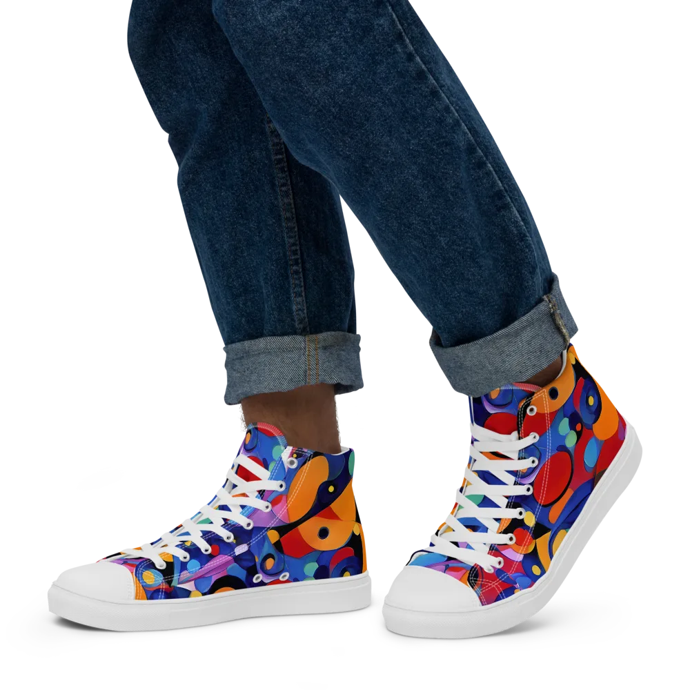 Prismatic Playground on Men's High Top Canvas Shoes — Left