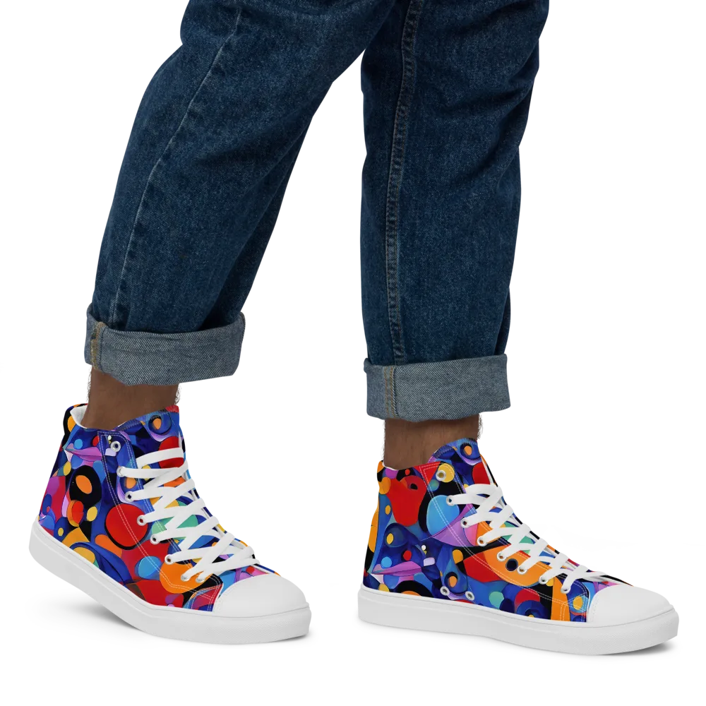 Prismatic Playground on Men's High Top Canvas Shoes — Right