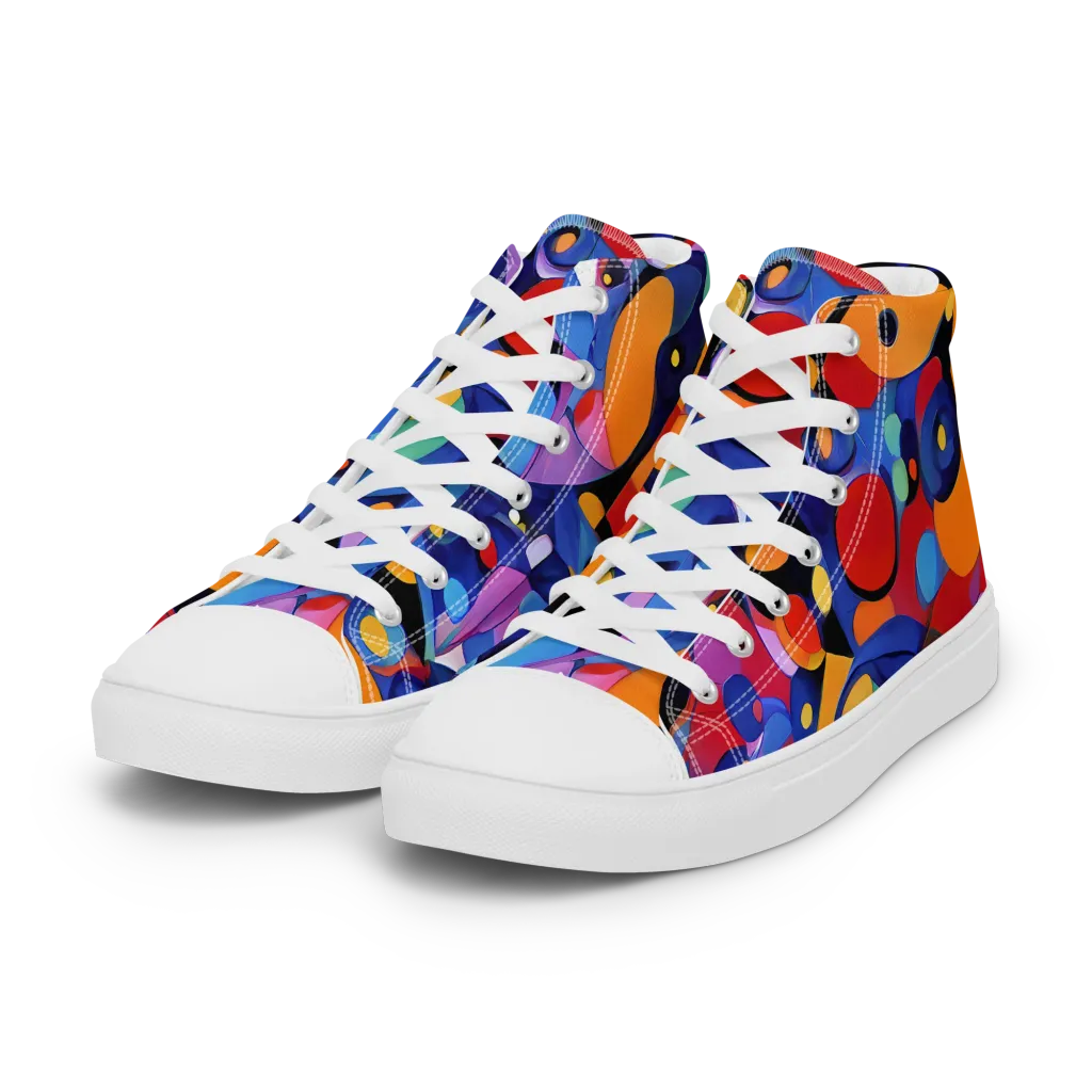 Prismatic Playground on Women's High Top Canvas Shoes — Left Front