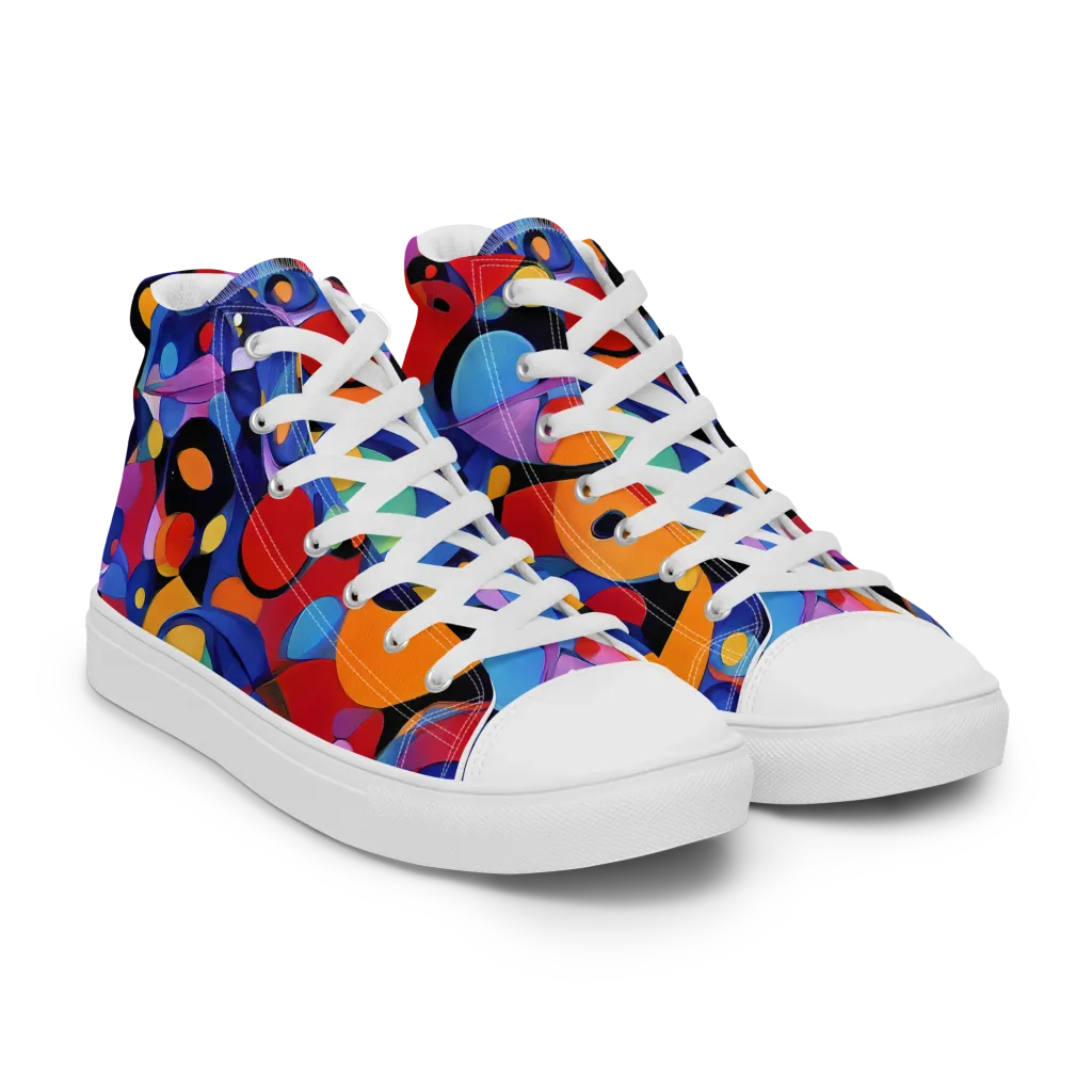 Prismatic Playground on Women's High Top Canvas Shoes — Right Front