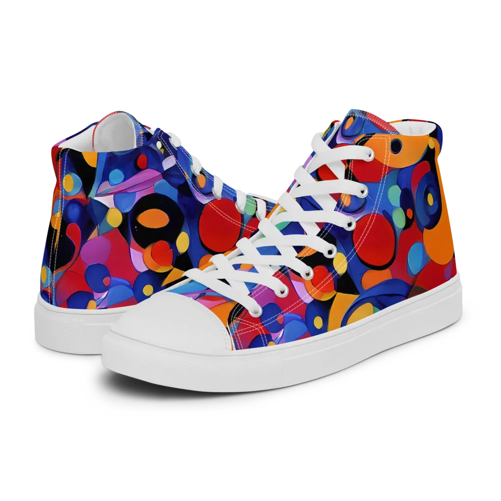 Prismatic Playground on Women's High Top Canvas Shoes — Left