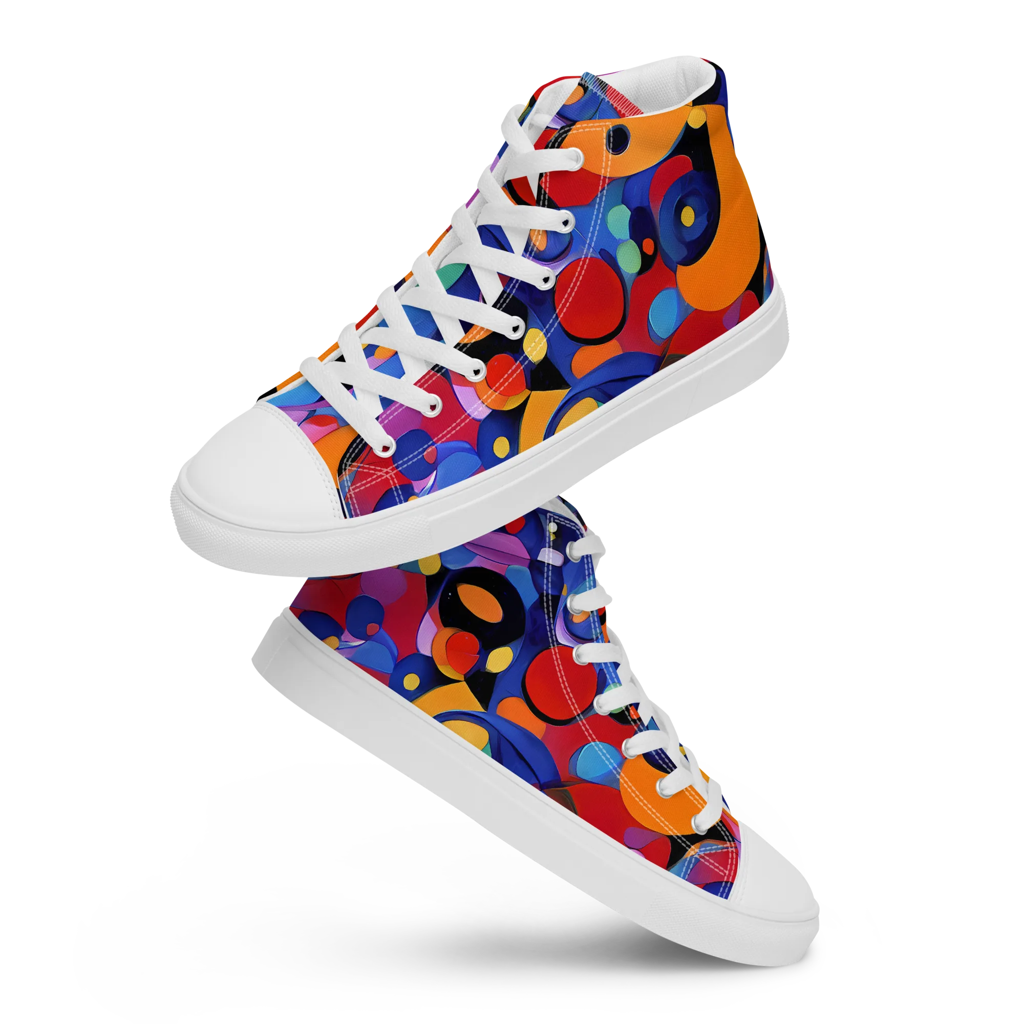 Prismatic Playground on Women's High Top Canvas Shoes — Front
