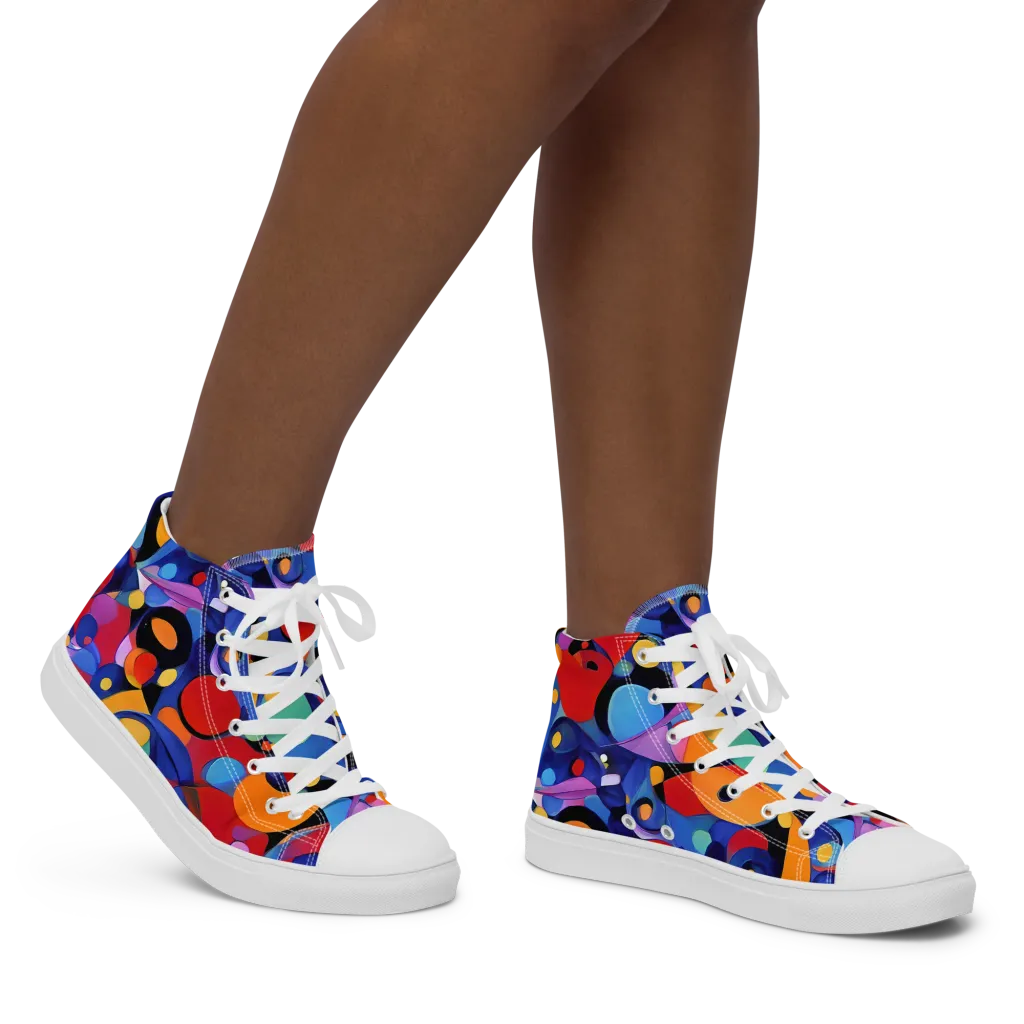 Prismatic Playground on Women's High Top Canvas Shoes — Right