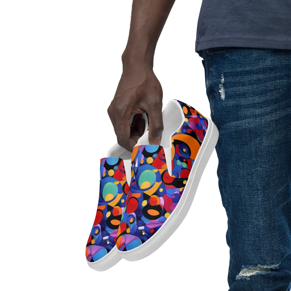 Prismatic Playground on Men's Slip-On Canvas Shoes — Left Front