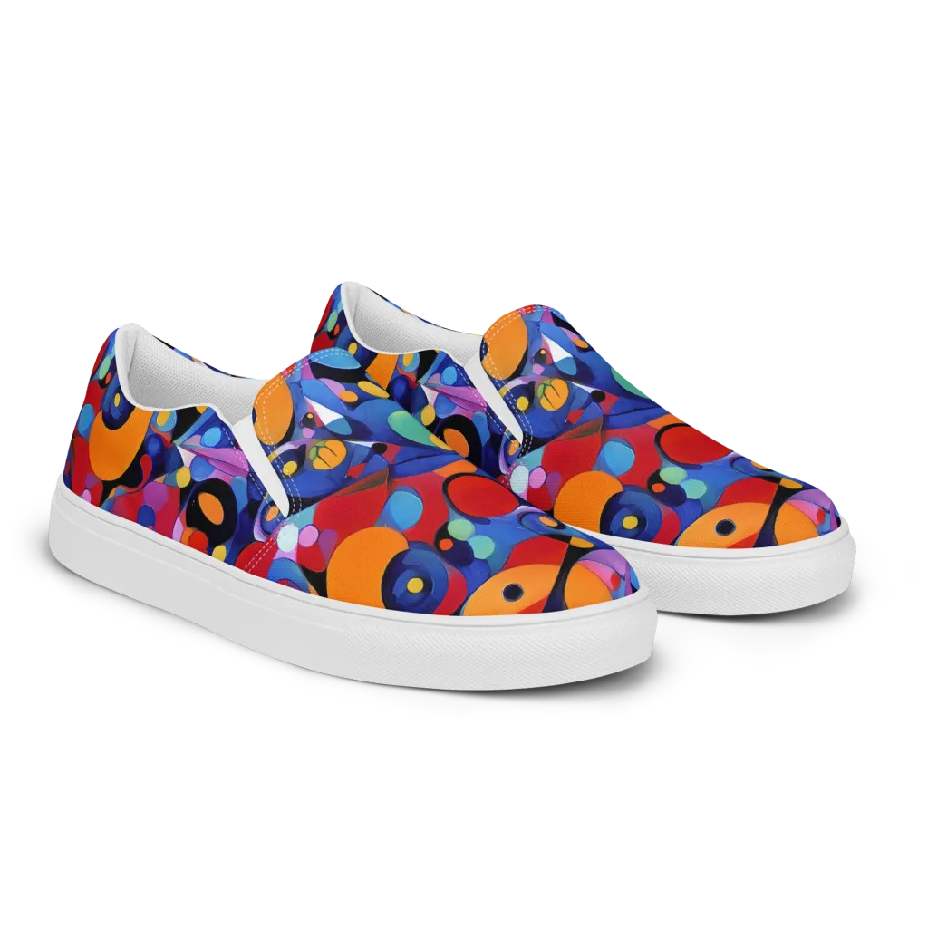 Prismatic Playground on Women's Slip-On Canvas Shoes — Right Front