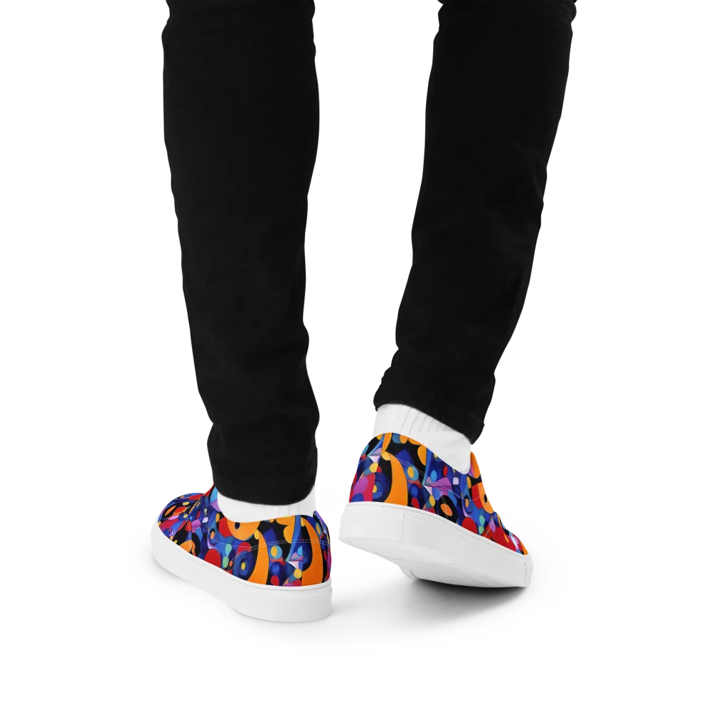 Prismatic Playground on Men's Lace-Up Canvas Shoes — Back