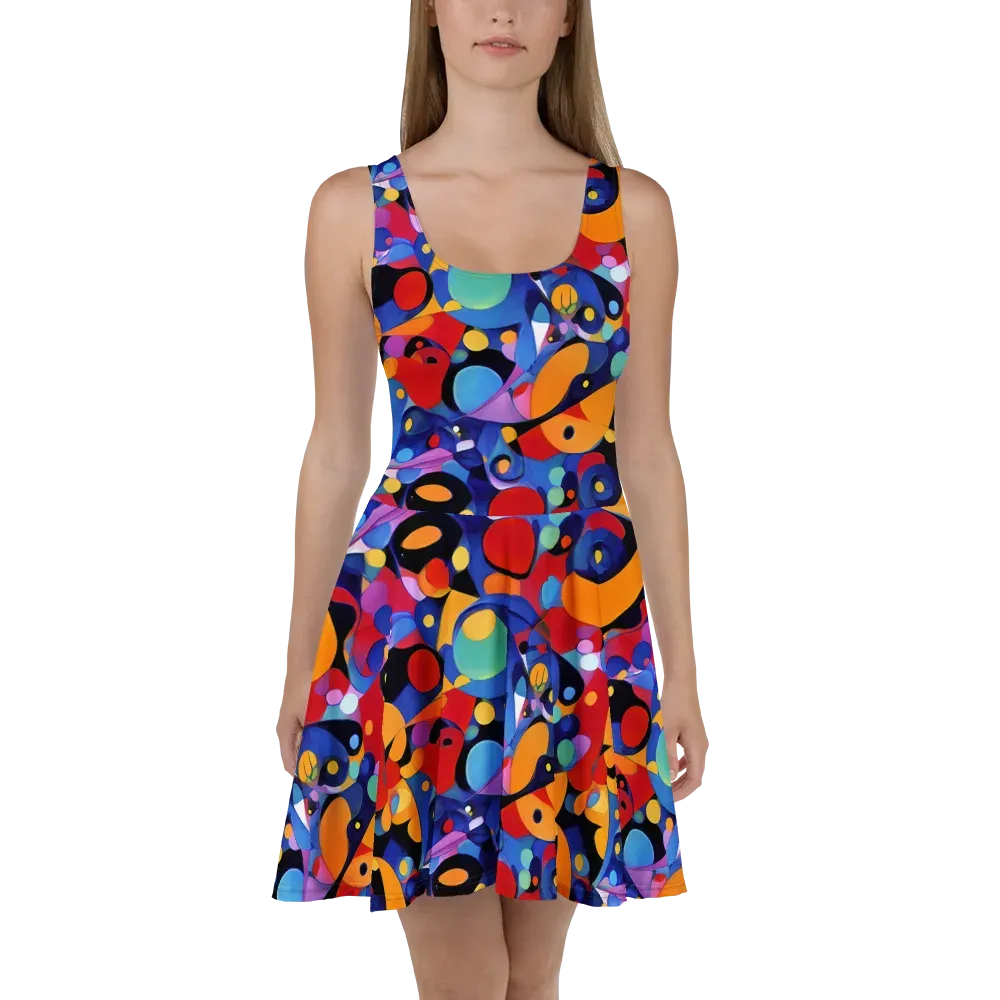 Prismatic Playground on Skater Dress — Front