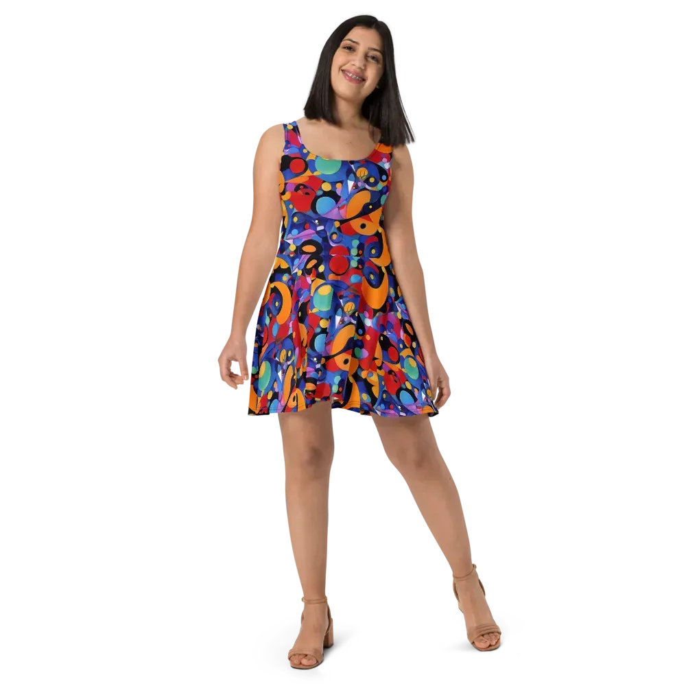 Prismatic Playground on Skater Dress — Front